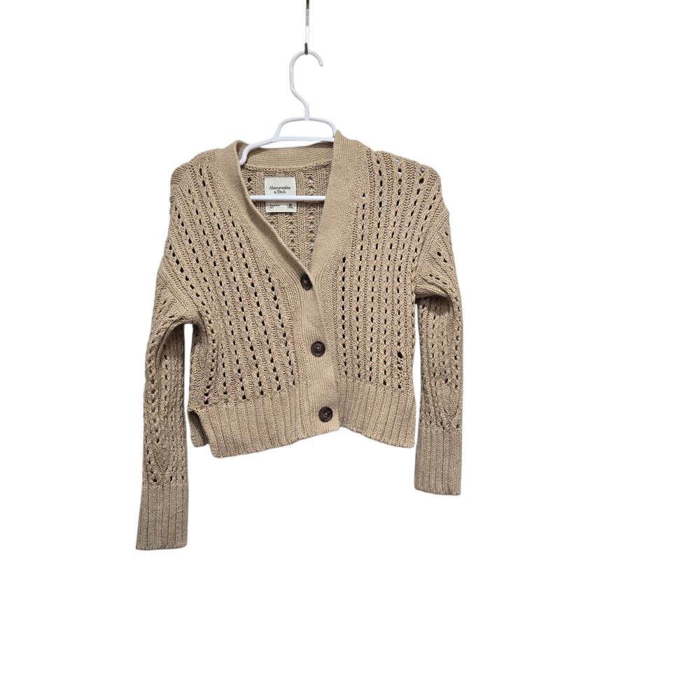 Abercrombie Fitch Cropped Open Knit Cardigan XS Beige